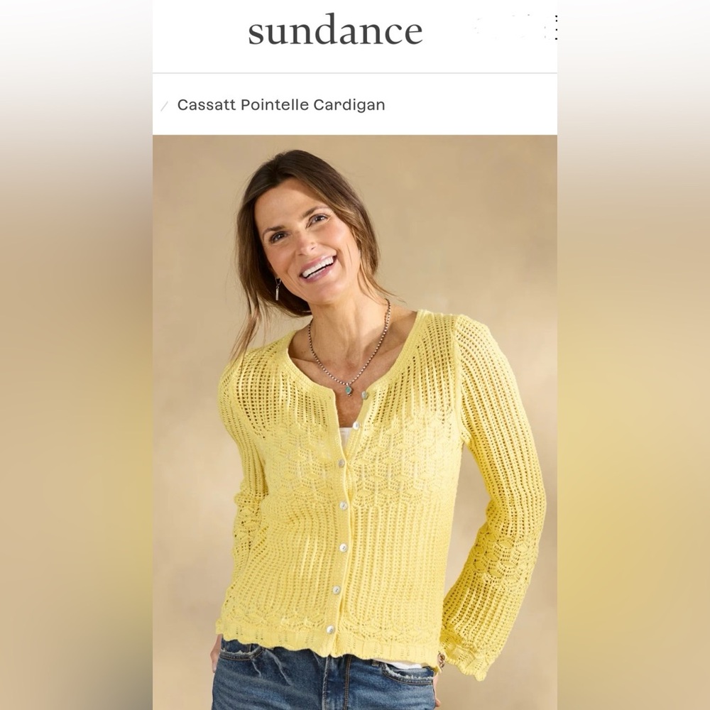 SUNDANCE Yellow Cotton Cardigan